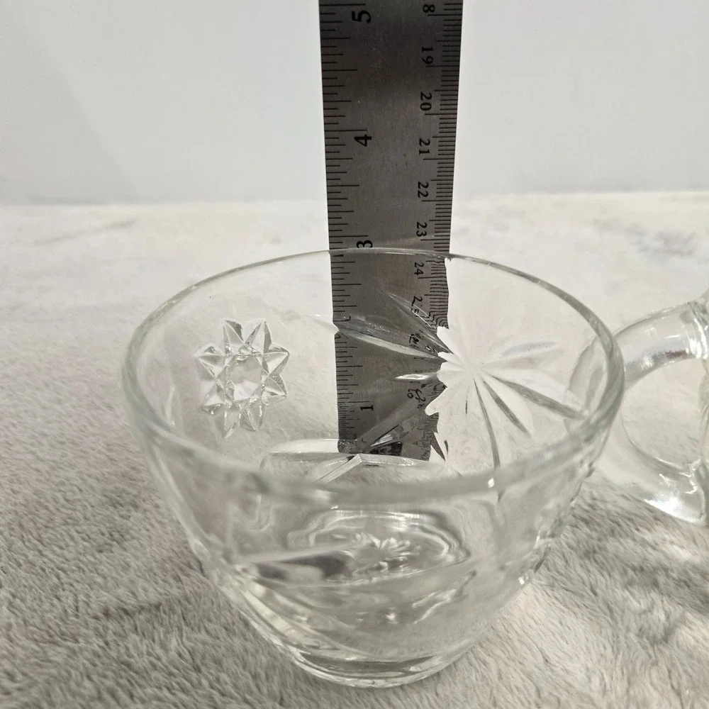Vintage Clear Pressed Glass Creamer and Sugar Bowl Set Starburst Pattern